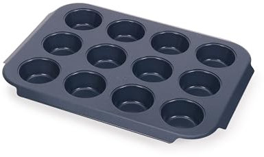 Joseph Joseph Nest™ Teglia Antiaderente per Muffin 12 Stampi, Acciaio al Carbonio, Maniglie Facili da Impugnare, Salvaspazio, Garanzia 10 Anni