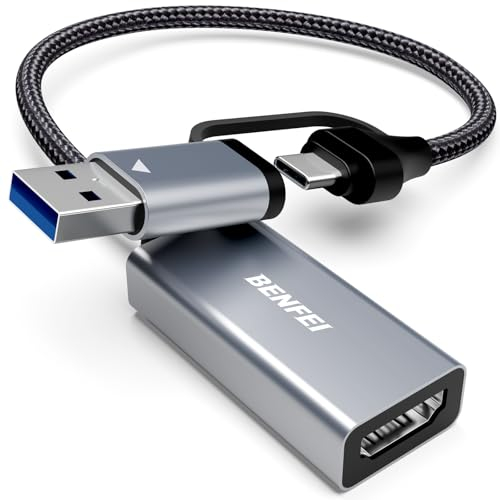 BENFEI Video/Audio Capture Card, Carte de Capture 1080P 60FPS HDMI vers USB C/A 3.0 Record Video Audio, pour Streaming vidéo en Direct Enregistrement vidéo ou Diffusion en Direct