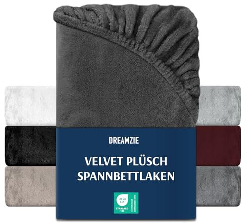 DREAMZIE Sábana Bajera 140-160x200 - Gris Oscuro - Sabana Pola para Cama de 140 a 160 x 200 cm - Oeko Tex