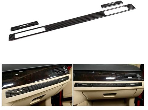 GNUFOPI Compatible con BMW Serie 3 E90 E92 E93 2005-2012 Interior Copiloto Guantera Portavasos Panel Tira Cubierta ABS Estilo Fibra de Carbono