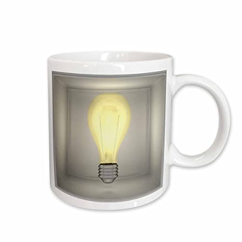 White Mug with Handle Bulb with Glowing Yellow High Light Affects Drinking Cup Personalized Stoneware Coffee Mug Durable Jumbo Mug for Tea Beer 330Ml