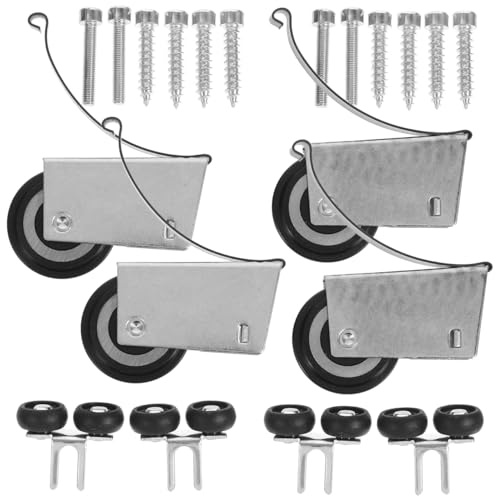 WHAMVOX Sliding Door Track Kit 4 pack Cabinet Roller Wheels Replacement for Wardrobe Door Runner Sliding Cabinet Door and Furniture Doors Smooth Quiet Operation 12 Screws Included