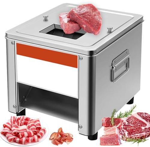 Cortadora de Carne picada eléctrica Comercial, cortadora de Tiras, cortadora con Cuchilla de 2,5/3,5/5 mm, Entrada de alimentación única, cortadora de Tiras de Carne de Acero Inoxidable, cortadora de