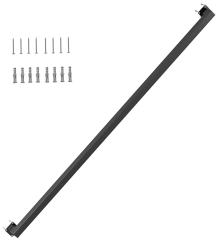 Wrought Iron Stair Railing Black - Square Wall Handrail for Indoor and Outdoor Use, Balcony, Parapet and Stairs, Simple Assembly Kit with Style and Robustness (Black, 150cm/59 inch)