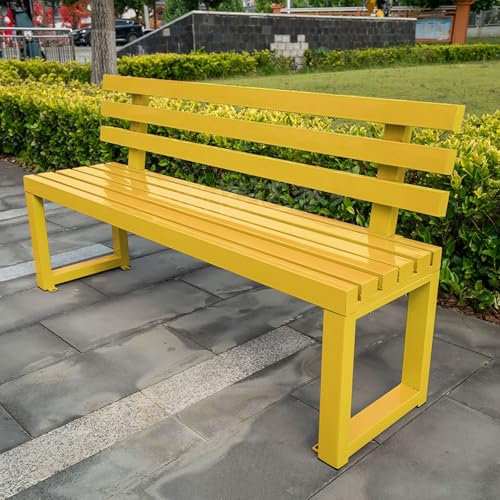 LLZJDDPLY Metall gartenbank wetterfest, 2-4 Personen Loveseat Sessel mit Rückenlehne für Veranda, Pool, Park, Hinterhof, Balkon, Tragkraft 500 kg(Yellow,100cm/39in)