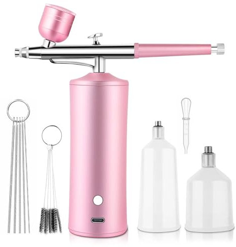 AirBrush Set mit Kompressor, Viafexna airbrush-pistole, 0.3mm Nozzle Oxygen Injector, Wiederaufladbar, Tragbare Air Brush, für Haut Hydratation, Nail Art, Tattoo, Malerei, Makeup, Kuchen