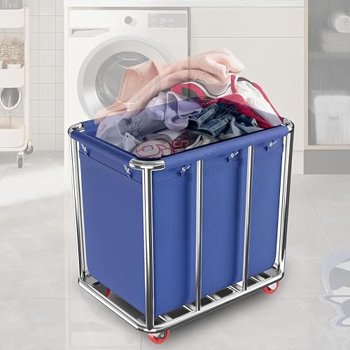 WUDLEP 400L Commercial Laundry Trolley, Heavy Duty Laundry Basket on Wheels