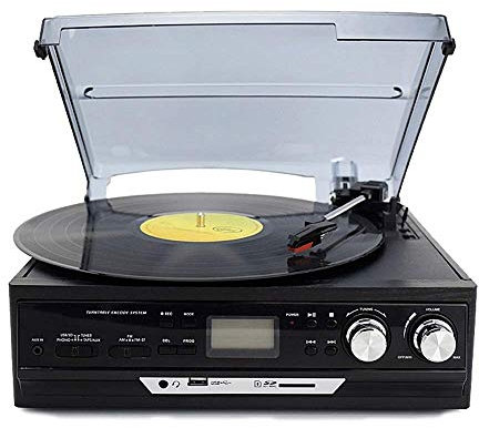 SGKOMN Tourne-disques rétro, phonographe Vinyle Moderne, Tourne-Disque, Gramophone Ancien, Vieille Cassette Audio, Radio U Multifonction