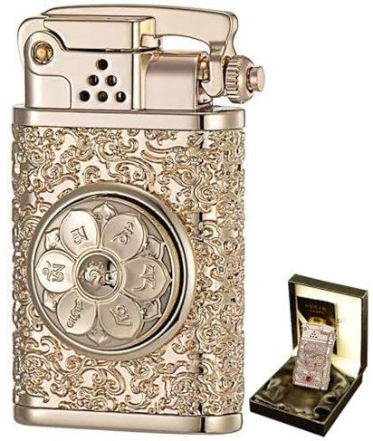 OLELY Accendino Vintage da Trincea - Accendini Ricaricabili a Cherosene/Benzina con Fiamma Morbida, Antivento, con Tappo a ribalta, for sigari e Sigarette - Accendino Tascabile retrò for Uomo(A)