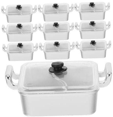 Toddmomy 10pcs Mini Hot Pot Model Set for Boys and Girls Play Kitchen Dollhouse Miniature Cooking Accessories Educational Miniature Pot Toy