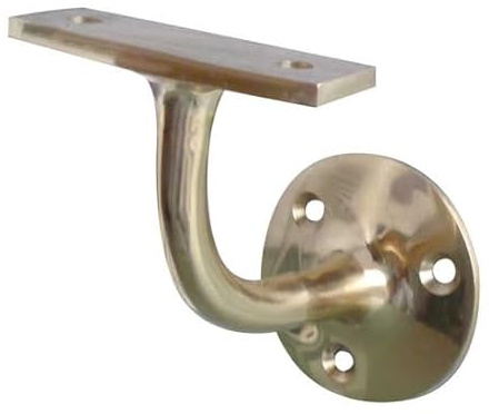 Kooples Hardware Solid Brass Handrail Brackets – Wall Mounted Stair Rail Support for Timber Banisters – Traditional Brass Finish with Fixings Included (Polished Brass, 75mm)