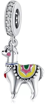 Charm colgante alpaca, animal llama, auténtica plata ley 925, compatible pulsera