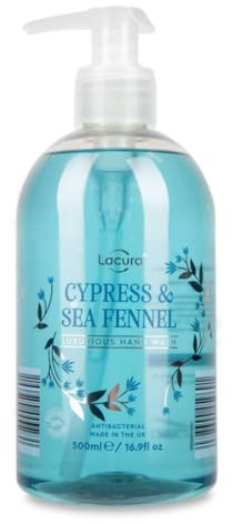 Bizzal Lacura Cypress & Sea Fennel Luxurious Hand Wash, Antibacterial, Made in UK, 500ml, 16.9fl oz