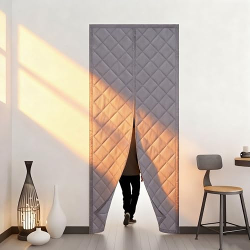 Rideau Isolant Thermique Rideau De Porte Isolant Thermique, Couche Anti-Froid Et Chaleur Isolation Phonique D'écran Coton Magnétique Auto-Adhésif 70-260cm Pour Porte D'Entrée(Noir,140 * 190cM)