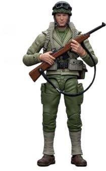Bewegliche Soldaten Figur, 1/18 Maßstab Vintage Militär Soldatenfigur mit Gelenken & Zubehör, Historisches Militär Sammelfigur für Enthusiasten und Jugendliche (US-Armee im Zweiten Weltkrieg)