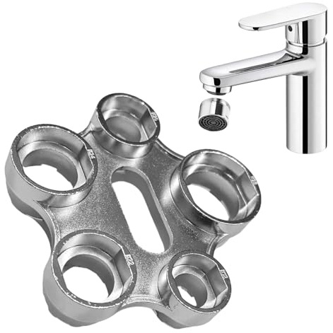 Aerator Mounting Wrench, Wasserhahn Sieb Schlüssel, Universeller 10 in 1 Aerator Service Key für M16/M18/M20/M22/M24/M28, Werkzeug für Wasserhahn Sieb/Strahlregler