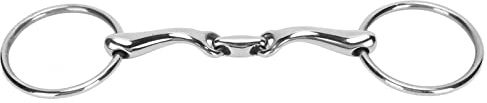XTUJGJKV O-Ring-Pferdegebisse, Edelstahl-Pferde-Trensegebiss, Flexibles Gliederdesign für komfortable Kontrolle, poliertes Pferdemaulgebiss für Rennen und Training