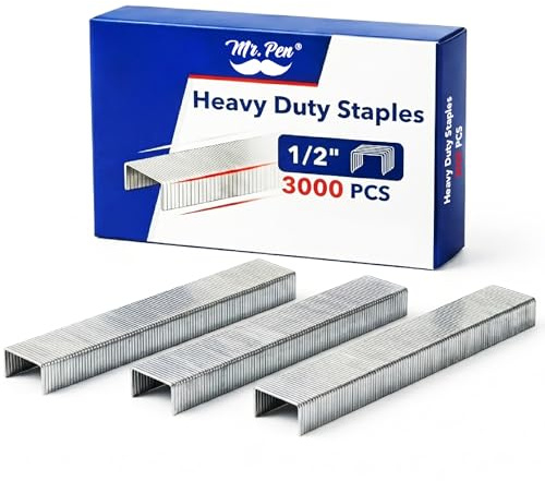 Mr. Pen- Heavy Duty Staples, 3000 pcs, 100 Sheet Capacity, 1/2-Inch Leg Length, Staples for Heavy Duty Staplers, Ideal for for Upholstery, Construction, Furniture