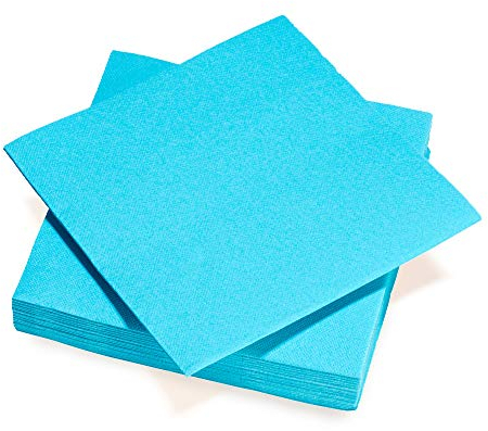 Le Nappage - Papierservietten Tex Touch - Türkisblau - FSC®-zertifizierte Servietten - Recycelbar und biologisch abbaubar - Set mit 40 Servietten - Türkisblau Großformat 38 x 38 cm