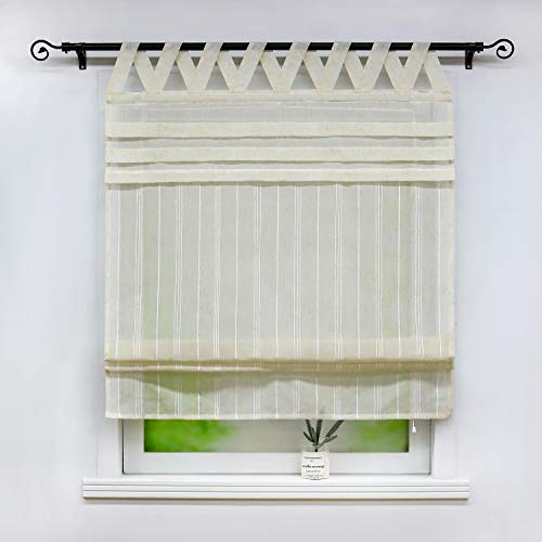 Joyswahl halbtransparentes Raffrollo mit Leinenoptik Schals Raffrollo mit V-Schlaufen »Tilla« Fenster Vorhänge BxH 120x140cm Taupe 1er Pack