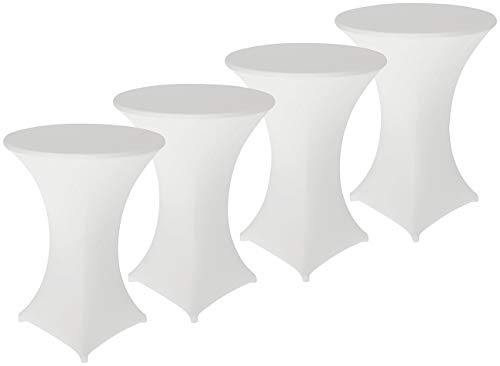 infactory Tischhussen: 4er-Set Stretch-Stehtischhussen, Oeko-TEX® Standard 100, Ø 80 cm, weiß (Stehtisch-Schonbezug, Stehtischbezug)