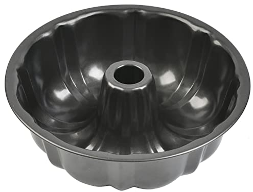 FOROREH Gugelhupfform groß Ø 24 cm Baking Pan Runde Backform aus Stahl, Kuchenform mit Antihaftbeschichtung, Backform für köstlichen Gugelhupf, stabile antihaftbeschichtete Gugelhupfform, schwarz