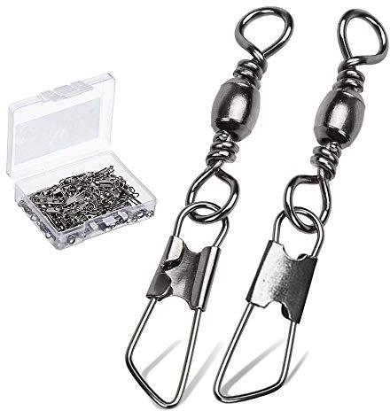 9Tong Edelstahl Stahl Schnapp Wirbel Salzwasser Hohe Festigkeit Schnappschüsse Fass Linie Verbinder Angelwirbel Fass Sicherheitsverschluss Zubehör für Angelgeräte aus Edelstahl 50pcs 15lbs