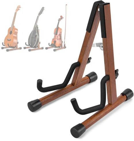 Donner Wood Ukulele Stand Mini Guitar Stand for Violin, Hush Guitar, Mandolin, Banjo, Folding Floor Stand A-Frame Holder for Small Musical Instruments