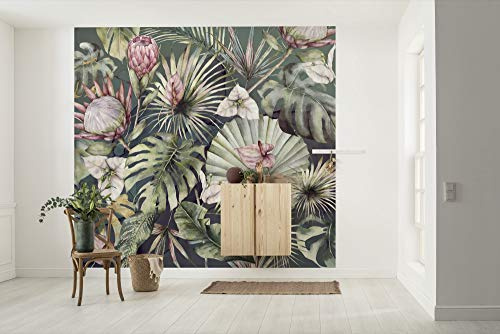 Komar Non-Woven Photo Wallpaper Monstera World – Monstera, Palm Trees, Flowers, Living Room, Bedroom, Decoration, Wallpaper, Size: 300 x 280 cm (Width x Height) – 6 Panels – Panel Width 50 cm
