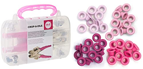 We R Memory Keepers Lochzangen Stanz Kit, Pink, Synthetic Material, mehrfarbig, 15.2 x 21.6 x 3.8 cm & Ösen zum Basteln von We R Memory Keepers, pink, Standard