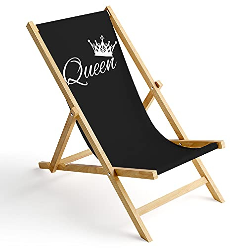 Ferocity Deck Chair Wooden Folding Sun Lounger Chair Garden Beach Chair Design Black Queen 1 [119]
