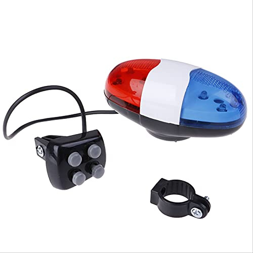 Venuy 1x Campanello per Bicicletta 6 LED 4 Toni Corno per Bicicletta Chiamata per Bici LED Bici Polizia Luce Elettronica Forte Sirena Accessori per Bambini Bike Scooter MTB