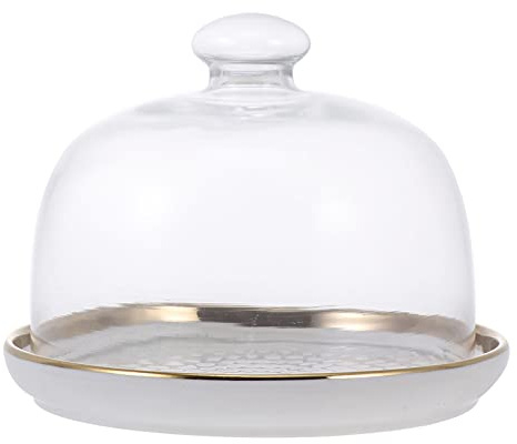 Cabilock 1 Set Kuchen Platte Gericht Kuchen Organizer Dessert Platte Snack Tablett Frühstück Platte Keramik Glas Abdeckung Stilvolle