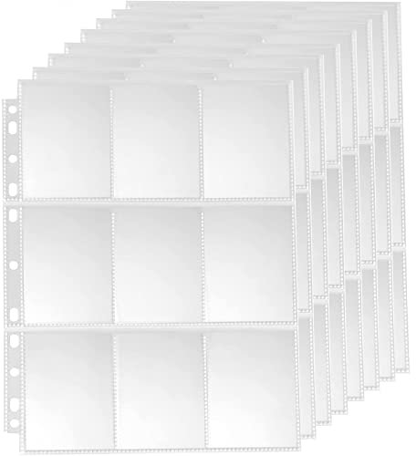 540 Pockets Trading Card Sleeves - 30 Sheets Double-Side 9Pocket Card Holder, 11 Holes Fit A4 2 3 4 Ring Binder, Cards Protector for Pokemon, Baseball, Football, Business