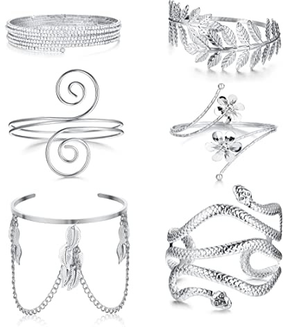 MILACOLATO Brazalete Dorado 6 Piezas Bobina Brazalete De Brazo Superior Abierto Brazo Banda Pulsera Para Mujer Diosa Griega Filigrana Remolino Boho Brazalete Bisutería