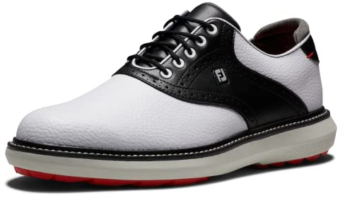 Footjoy Herren Fj Traditions Spikeless Golfschuh, Weiß/Schwarz/Grau, 42.5 EU