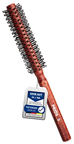 Priohair Prios® |Föhnbürste, Rundbürste, Männer Bart- und Rundbürste, zum Glätten und föhnen, Bartbürste für den Mann, Haar- und Bartbürste für kurze bis mittellange Haare (S) Holzoptik