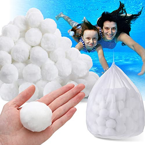 Zubebe 7.7 lbs Pool Filter Media Balls Fiber Filter Media for Swimming Pool Sand Filters and Bath Center Bathtubs Spas Aquarium Grime Cleaning Scum (White)