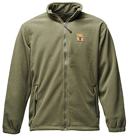 Baddery jägarjacka herr – hjort (läderlapp), Fleecejacka med läderlapp, 4XL