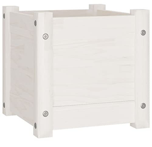 YITHOPI Fioriera quadrata Espositore per fiori Traliccio ad Angolo Adatto per orti urbani con fiori, giardini, terrazze, balconi, interni ed esterni Bianca 31x31x31 cm Legno Massello di Pino