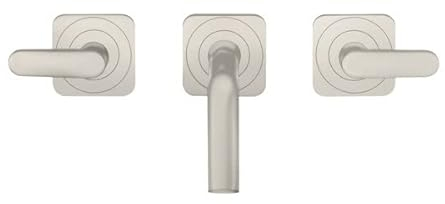 hansgrohe hansgrohe AXOR Citterio 3-Loch Waschtischarmatur Unterputz für Wandmontage mit Auslauf 166 mm, Hebelgriffen und Rosetten, Farbe: Stainless Steel Optic