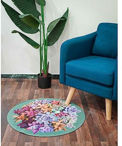 Home Arredo Casa Tappeto Round Luxury Cactus Gommato Diametro 70 cm