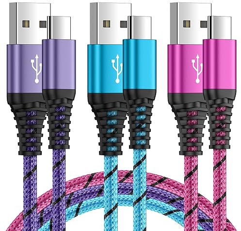 USB C Charger Cable Fast Charge, 3Pack 3FT/0.9M Samsung Phone Charger Cable | USB C Fast Charging Cable Type C Lead for Samsung Galaxy A16 A17 A15 A14 A56 A55 A54 A36 A35 S26 Ultra S25 FE S24 S23 S22 S21