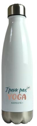 CADEAUX.COM - Gourde Personnalisable - J'peux Pas J'Ai Yoga - Gourde Isotherme Personnalisée - 500ml - Bouteille Thermos avec Message - Idée Cadeau Original- Cadeau Homme - Cadeau Femme