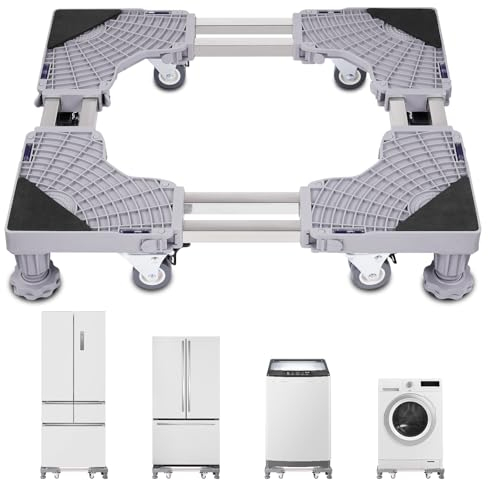 Teodute Base Lavadora con 4 Patas Sólidas+8 Ruedas, Soporte Lavadora, Base Lavadora con Ruedas Cargar de oso 500kg, para Frigorífico Secadora y Congelador