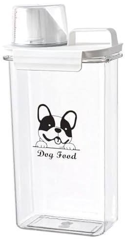 Geyecete Récipient de nourriture pour chien,2.5 L Conteneur Croquette Chien en Plastique Transparent,Boite Croquette Chien Hermétique avec Tasse à Mesurer,Portables idéaux pour Voyages-Sans BPA