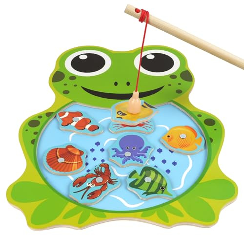 Vicloon Magnetisches Angelspiel,Angeln Spielzeug Montessori Spielzeug ab 2+ | Jahre Kinderspielzeug Holz Magnetspiel Motorikspielzeug Holz Angelspiel ab 2 Jahre Lernspielzeug Geschenk für Kinder