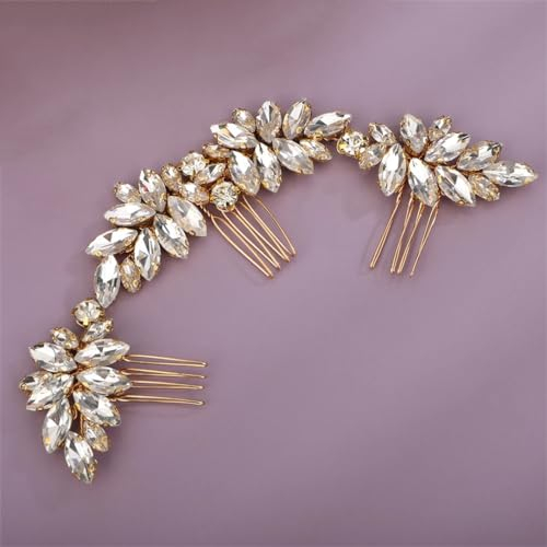 Hochzeits-Haarkamm für Damen, handgefertigt, Strass, Braut-Stirnband, Party-Kopfschmuck, Zubehör, Rot