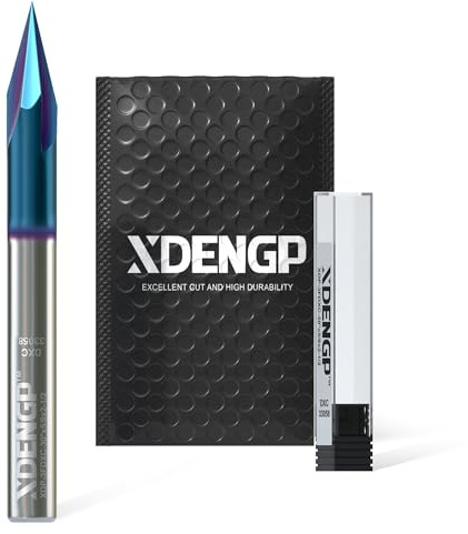 XDENGP 30 Degree V Groove Router Bit, Carbide CNC Chamfer End Mill 3 Flutes 1/4 Inch Shank with NACO Coated, CNC Carving Bits for Engraving and Chamfering Lettering