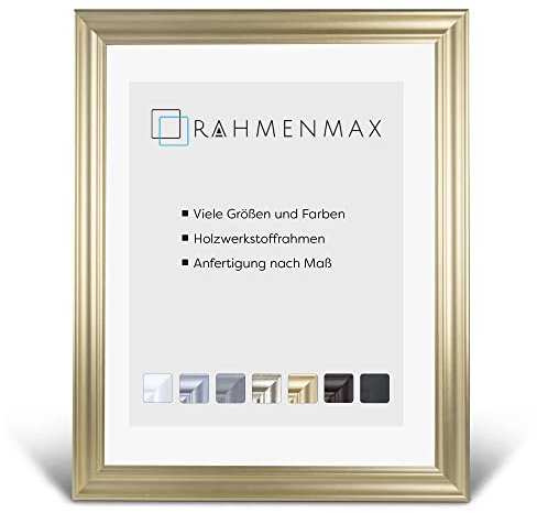 RahmenMax Neapel Barock Bilderrahmen Posterrahmen 50x100 cm Puzzlerahmen Farbe Gold Schlicht 100x50 cm mit weisser Rückwand und klarem Arcylglas